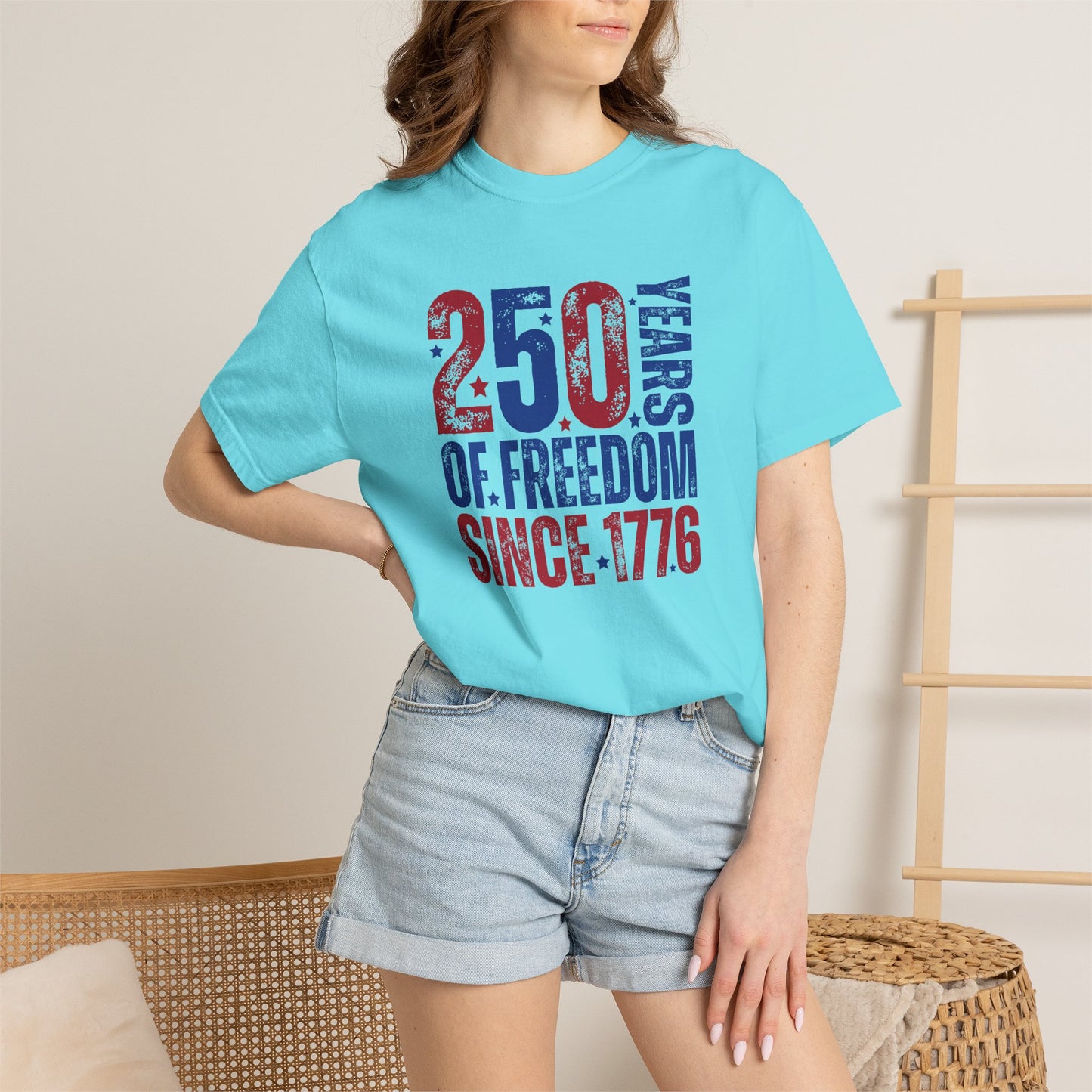 COMFORT COLORS - 250 Years of Freedom Since 1776 T-Shirt — Patriotic Fourth of July Tee