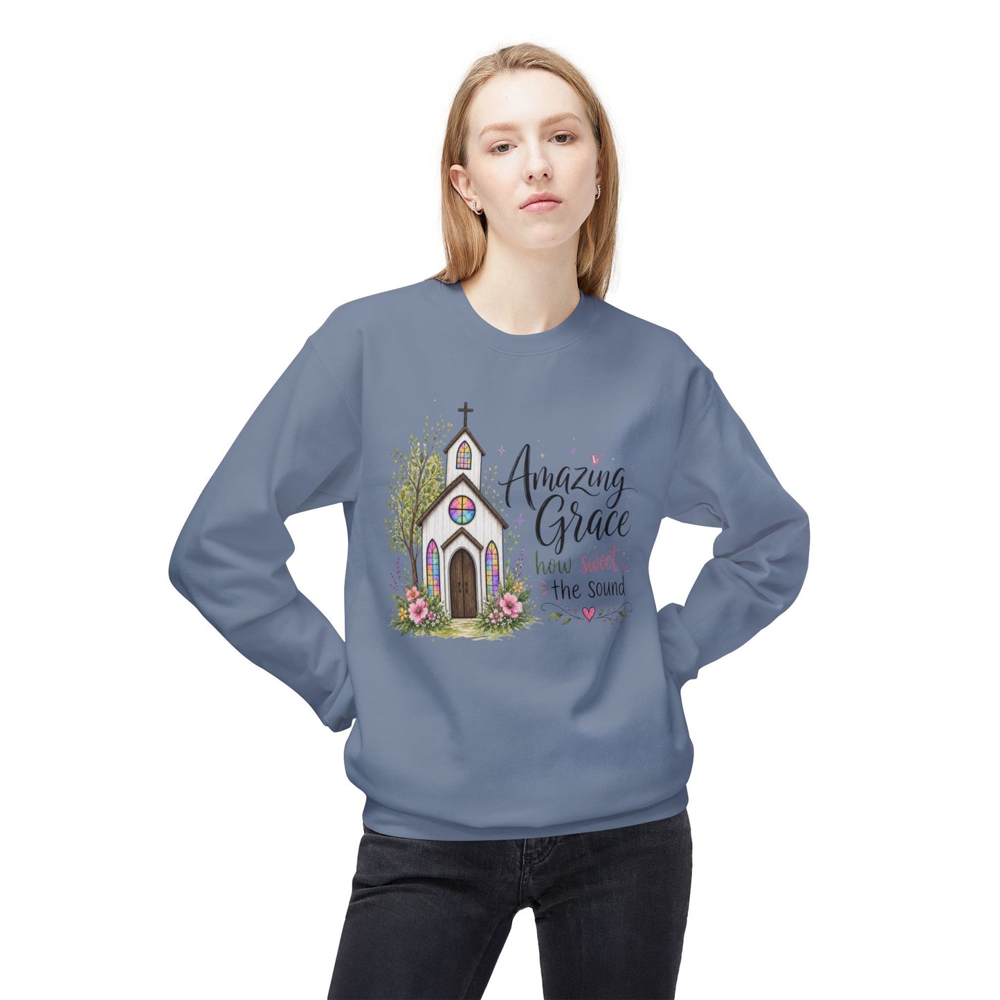 GILDAN - Amazing Grace Church Sweatshirt — "How Sweet the Sound" Christian Crewneck