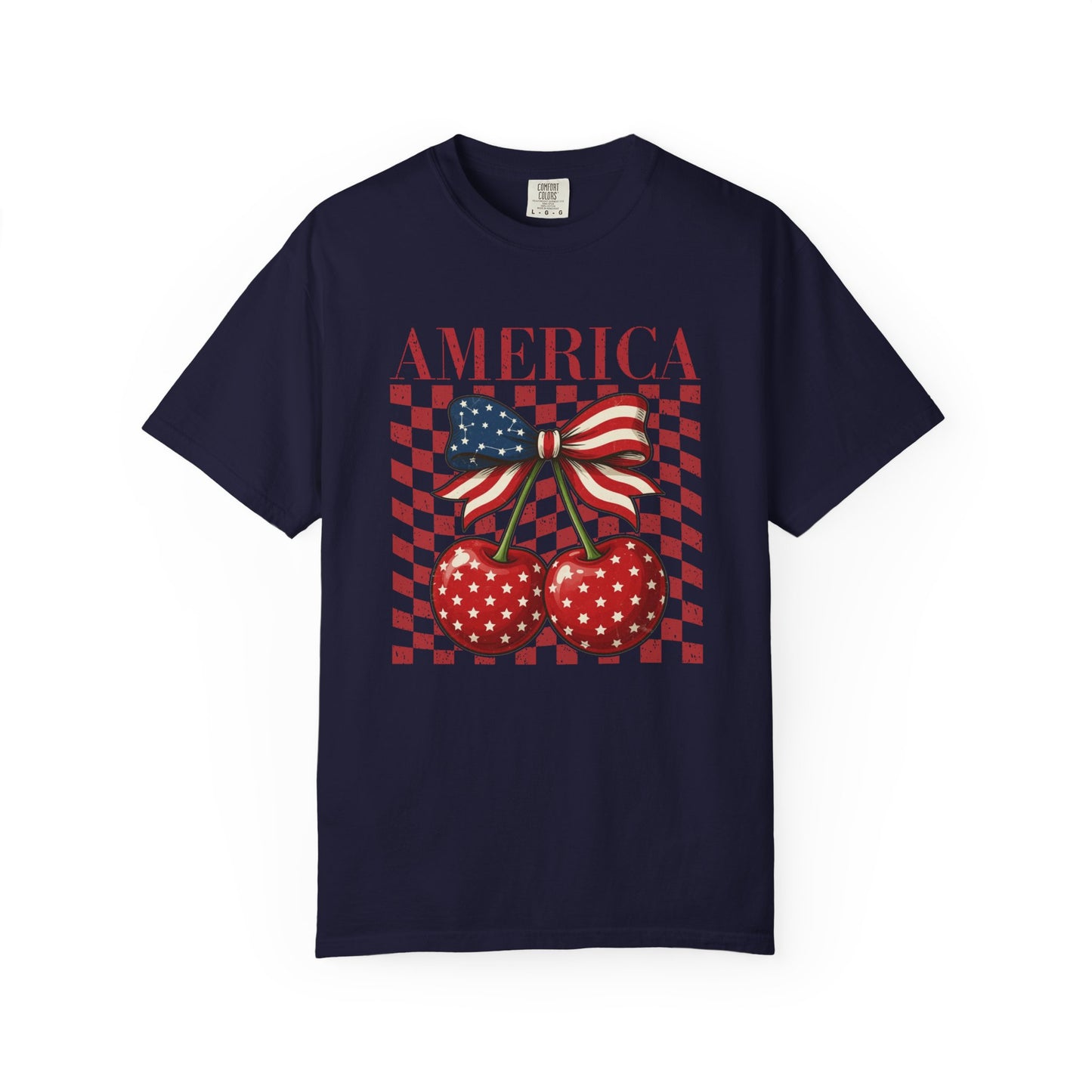 COMFORT COLORS - America Cherry Graphic T-Shirt — Patriotic 4th of July Tee
