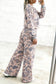 Multicolour Camouflage Print Long Sleeve Top Loose 2pcs Pants Set