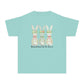 COMFORT COLORS - Easter Floral Bunny Youth Tee — 'Because He Lives'
