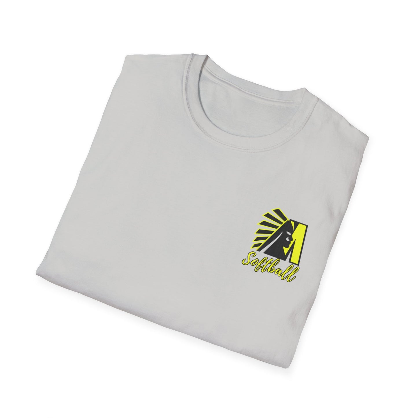 Softball T-Shirt — "No Place Like Home" Yellow Glove & Bat Design