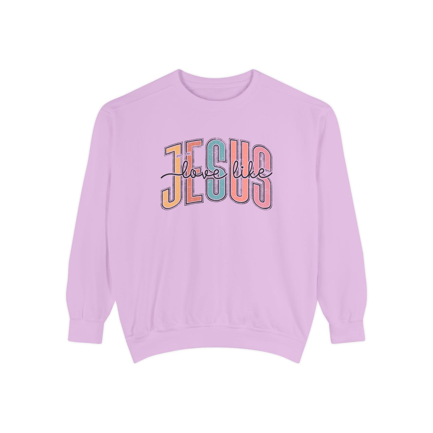 COMFORT COLORS - Jesus Floral Graphic Sweatshirt — Retro Pastel Faith Pullover