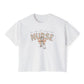 COMFORT COLOR - Nurse Boxy Tee — Floral Stethoscope Graphic for Women, "Nurse" Gift