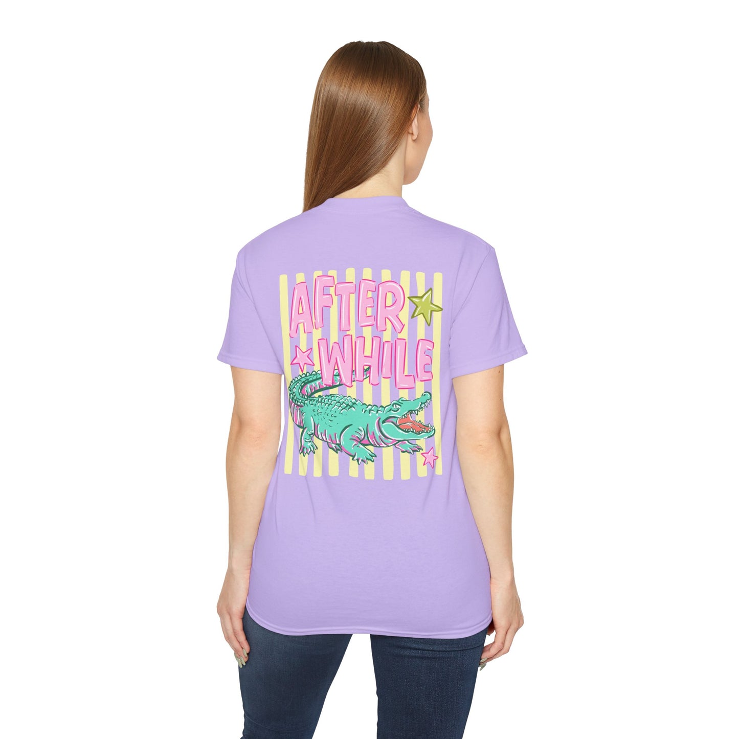 Later Alligator T‑Shirt — Retro Pink & Teal Gator Graphic Tee