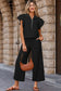 Apricot Textured Ruffled Sleeve Zipped Top and Wide Leg Pants Set