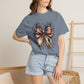 COMFORT COLORS - Patriotic American Flag Bow T-Shirt — "Home of the Brave" Fourth of July Tee