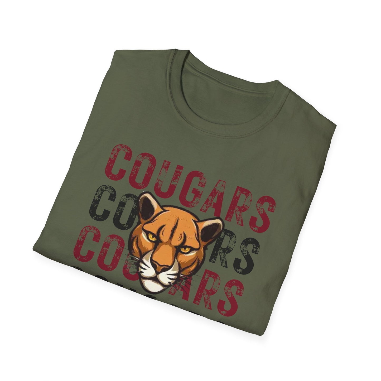 GILDAN - Cougars Vintage Mascot T-Shirt — Retro Cougar Graphic Tee