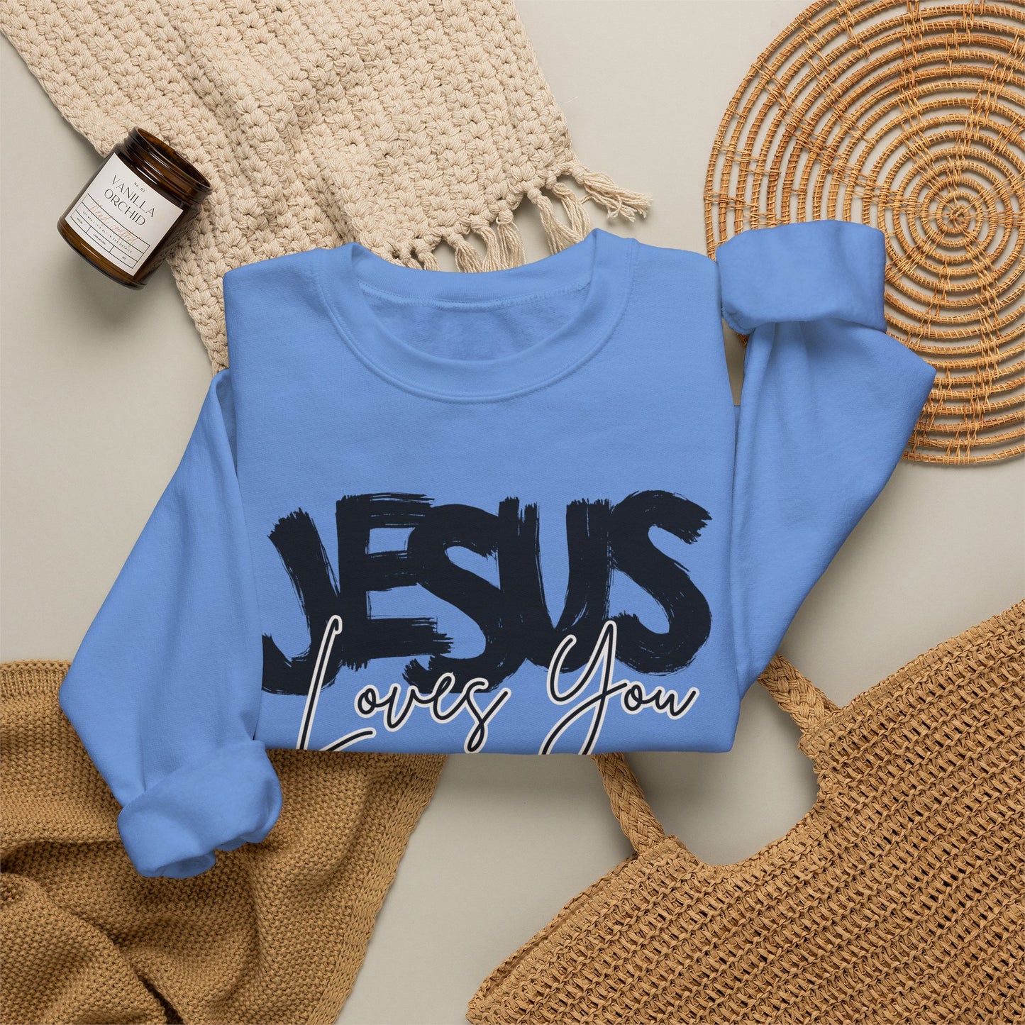 GILDAN - JESUS LOVES YOU NEUTRAL ADULT SWEATSHIRT