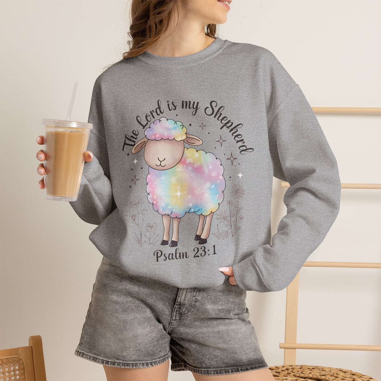 GILDAN - Psalm 23:1 Rainbow Lamb Sweatshirt