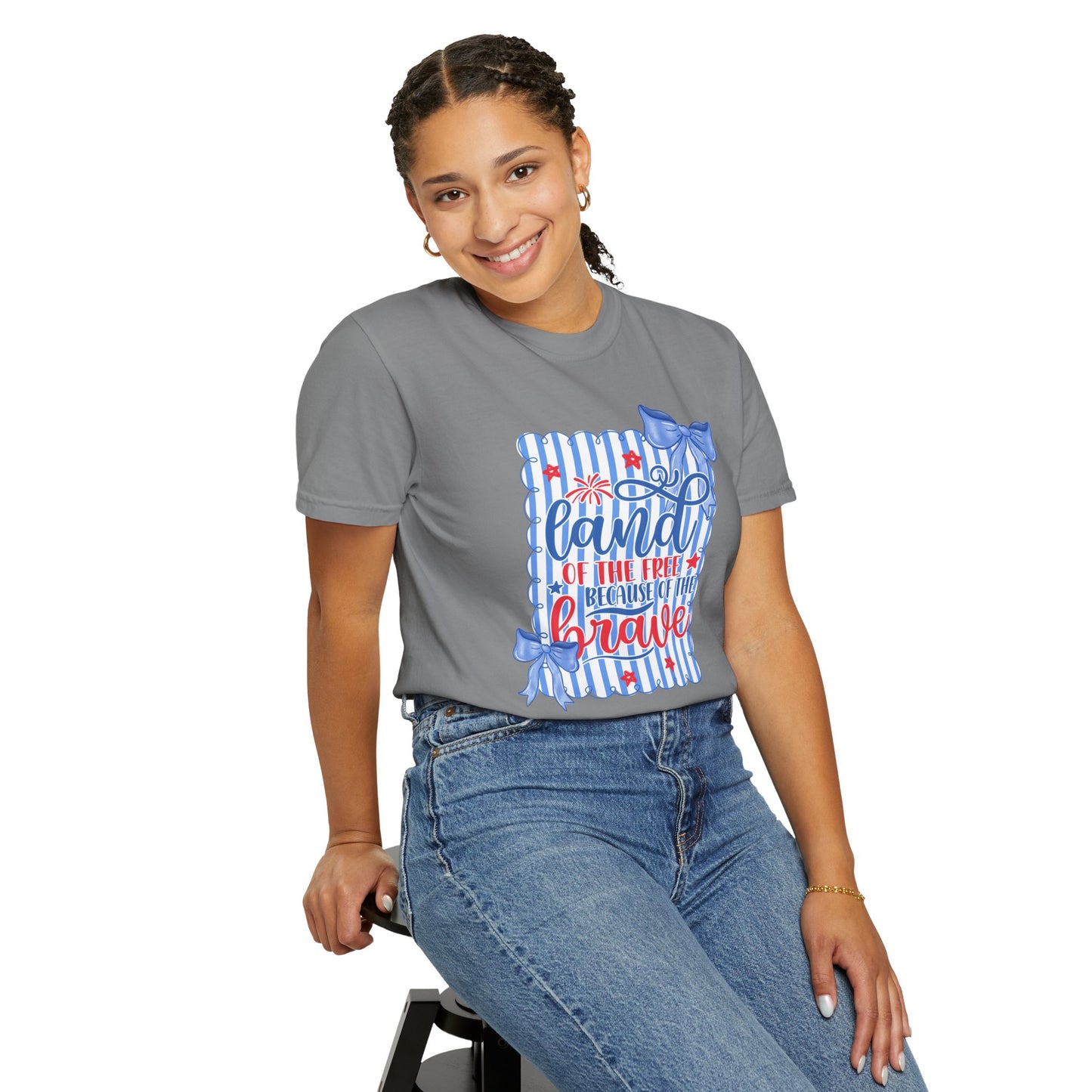 COMFORT COLORS - Patriotic "Land of the Free, Because of the Brave" T-Shirt
