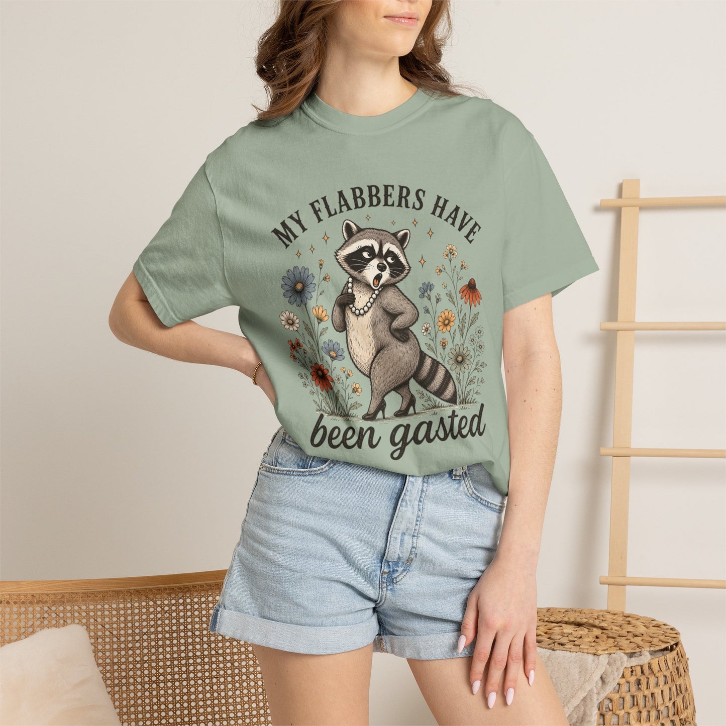 COMFORT COLOR - Raccoon Floral Tee — "My Flabbers Have Been Gasted" Graphic T-Shirt