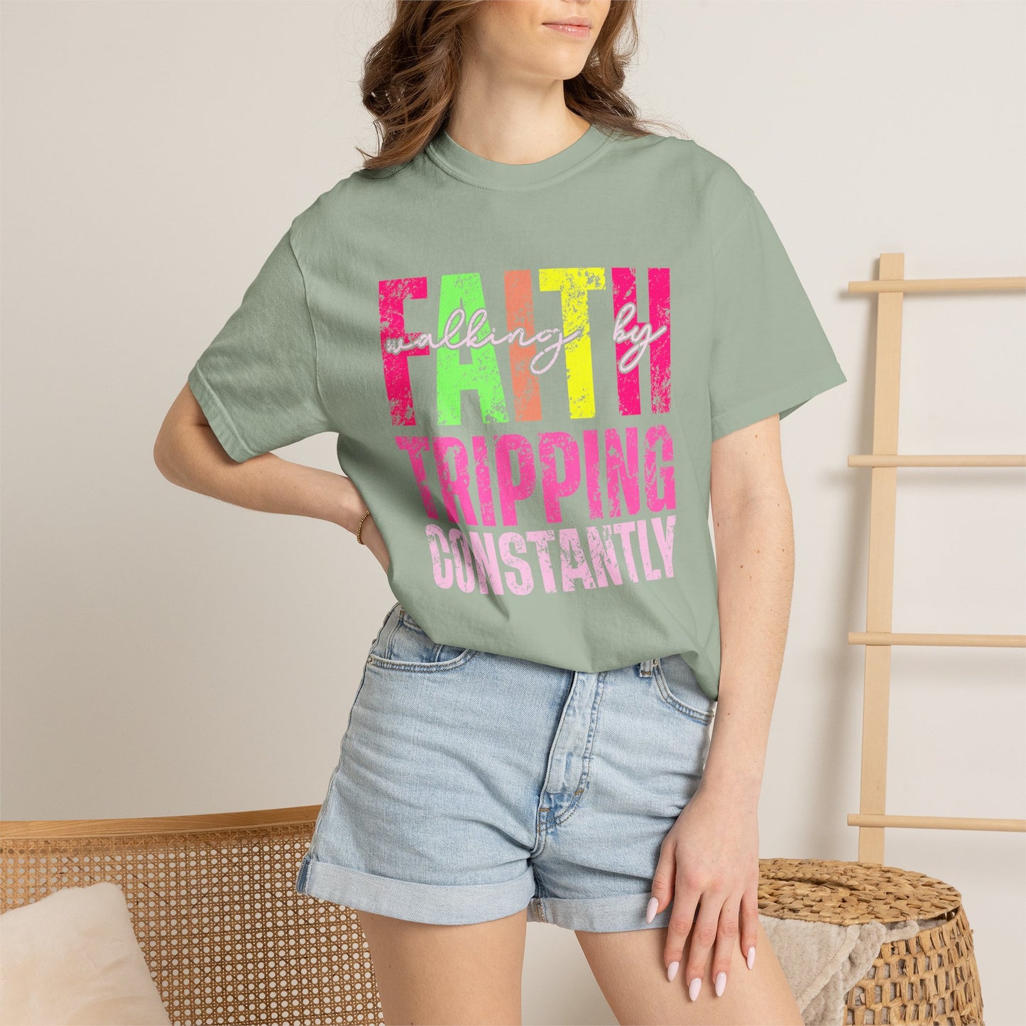 COMFORT COLORS - Faith Tripping Constantly T-Shirt — Christian Inspirational Graphic Tee