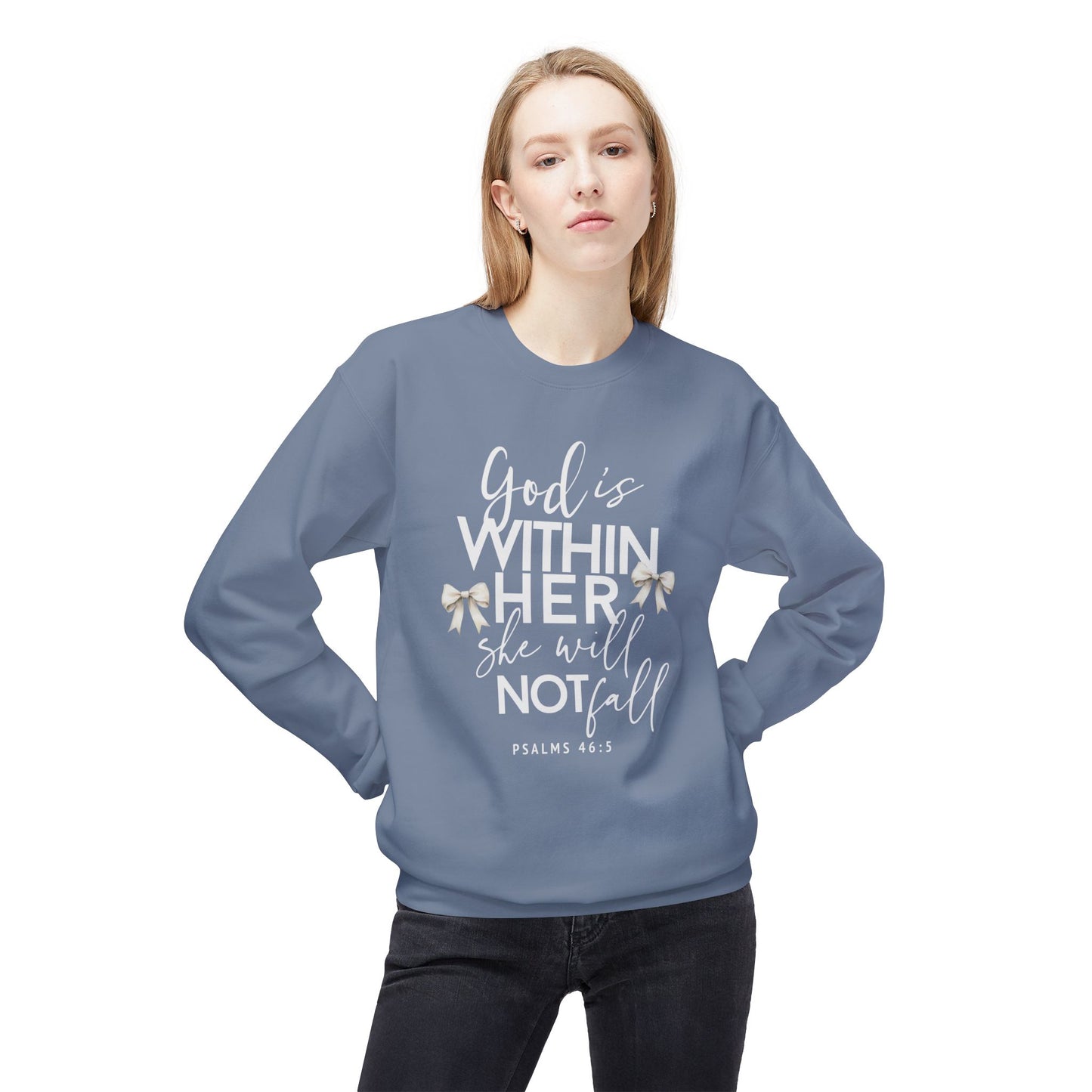 God Is Within Her Crewneck Sweatshirt — Inspirational Christian Pullover