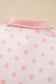 Pink Polka Dot Drop Shoulder Polo Loose Pullover Patch Pocket Casual Shorts Set