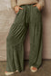 Vineyard Green Mineral Wash Tiered Wide Leg Patchwork Drawstring Pants