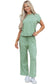 Canton Cuffed Short Sleeve Tee Raw Seam Patch Pocket Drawstring Pants Set