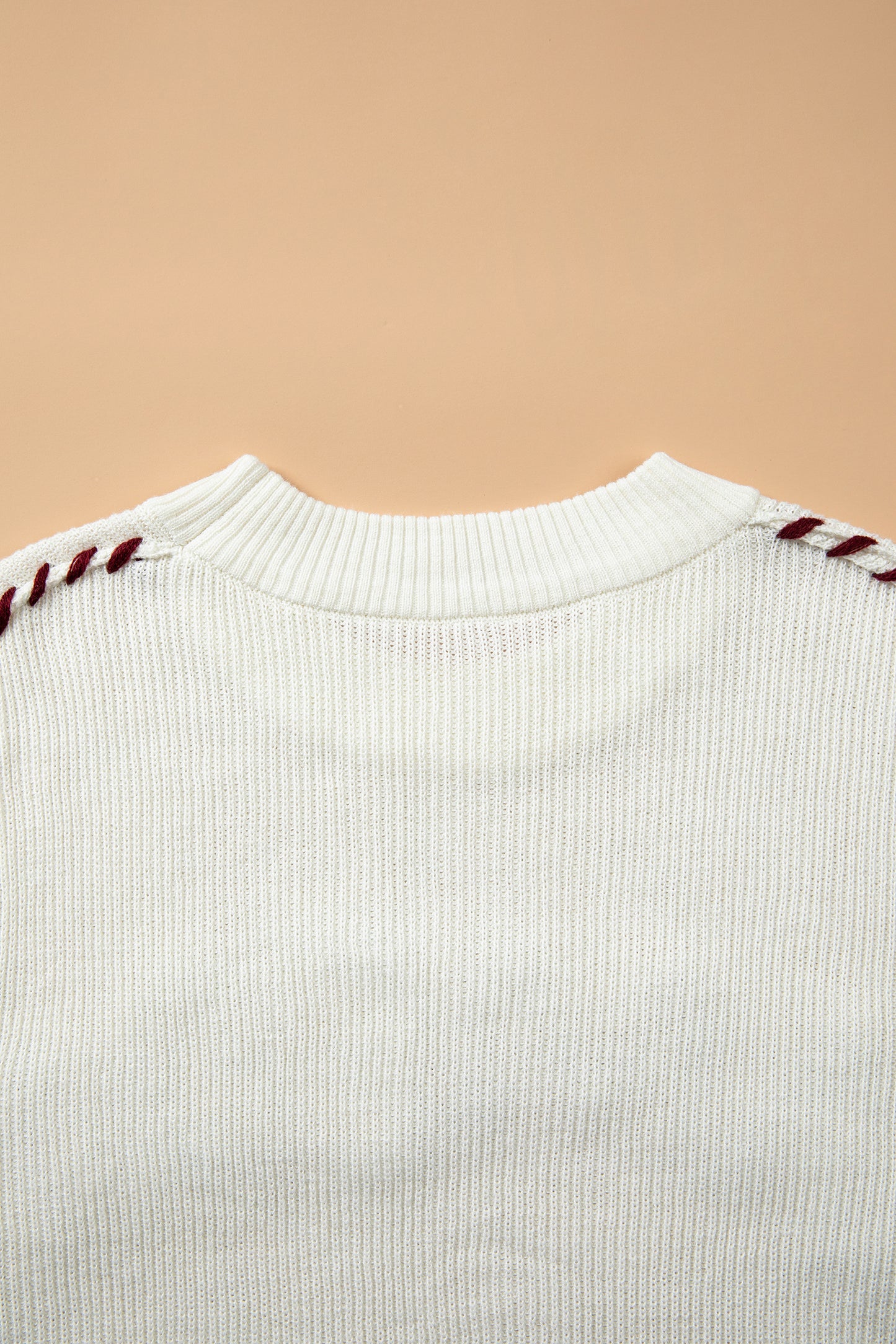 Beige Drop Shoulder Game Day Letter Print Pullover Sweater