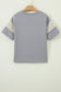 Gray Raw Seam Color Block Camouflage Patchwork Casual Tee