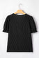 White Solid Color Textured Notched Neck Puff Sleeve Blouse