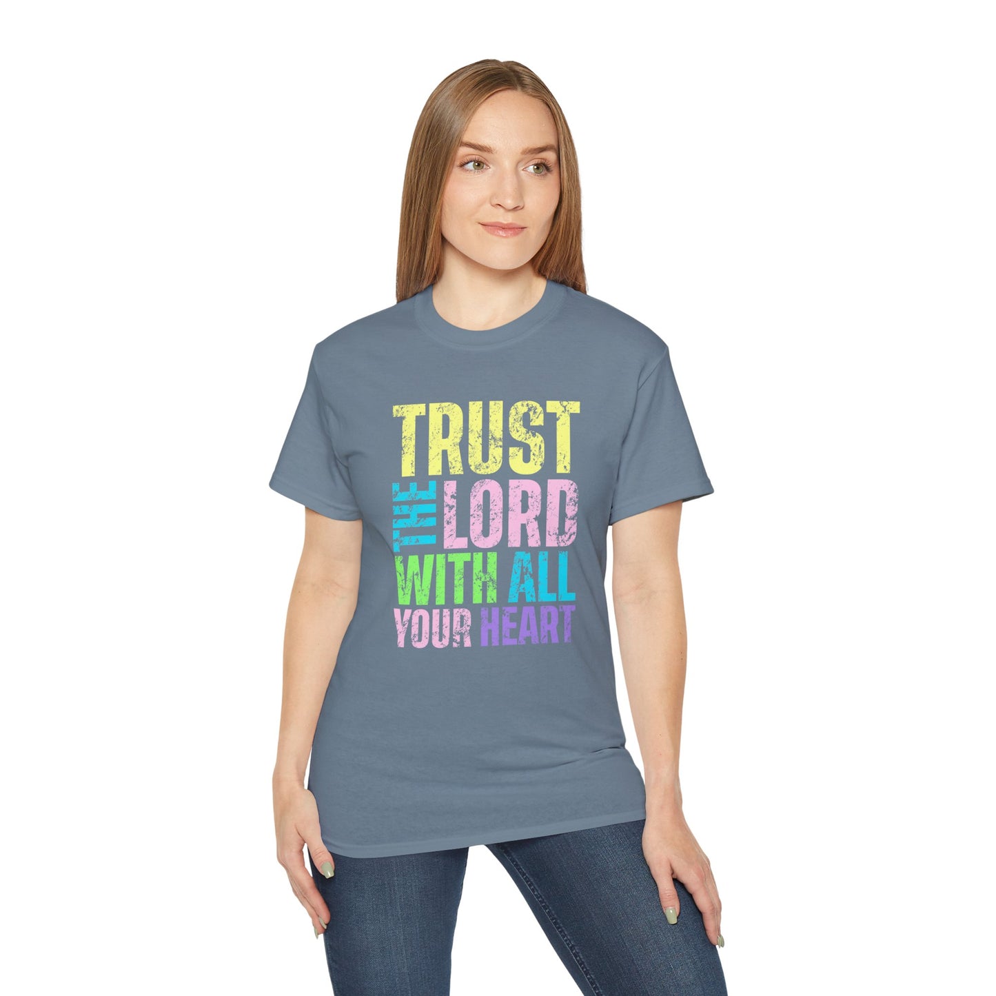 Christian T-Shirt - "Trust the Lord With All Your Heart" Colorful Faith Tee