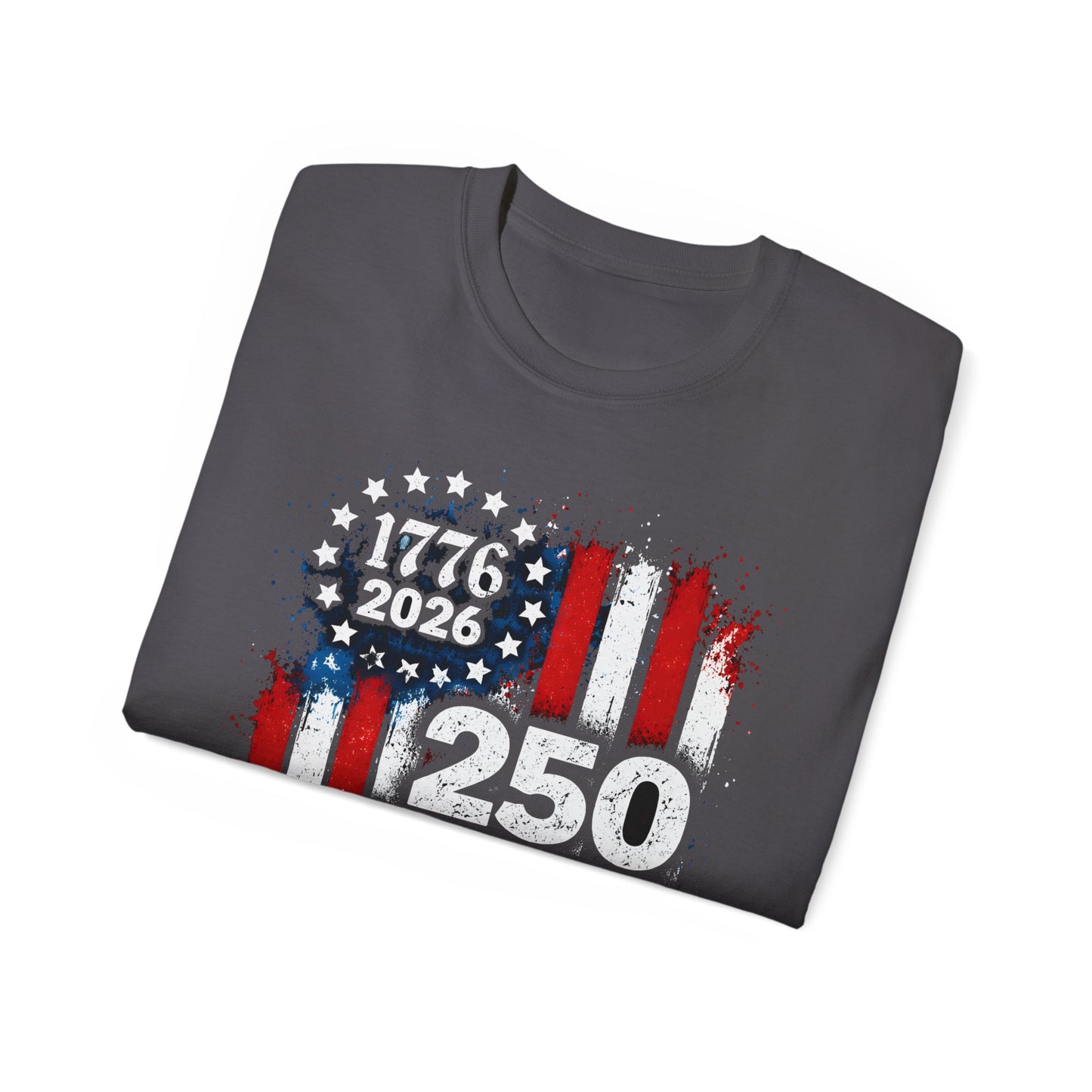GILDAN - 250 Years American Flag T-Shirt — 1776–2026 Patriotic Independence Day Tee