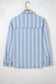 Sky Blue Stripe Boyfriend Chest Pocket Classic Denim Shacket