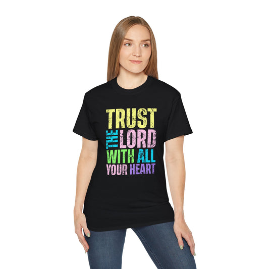 Christian T-Shirt - "Trust the Lord With All Your Heart" Colorful Faith Tee