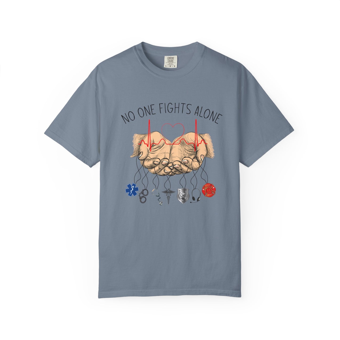 COMFORT COLORS - No One Fights Alone T-Shirt — Supportive Cancer Awareness Tee