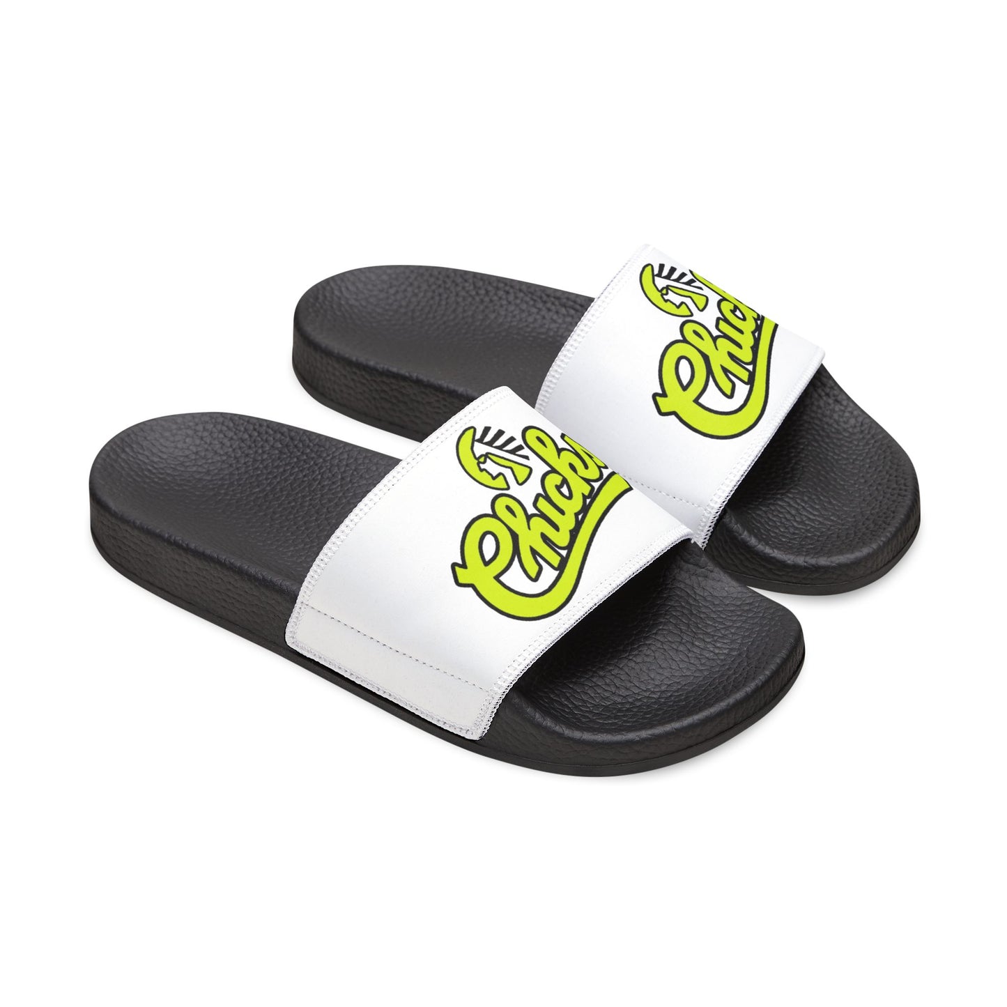 CHICKS SOFTBALL - Youth Slide Sandals with Removable Strap — Fun Neon Logo Slides for Kids