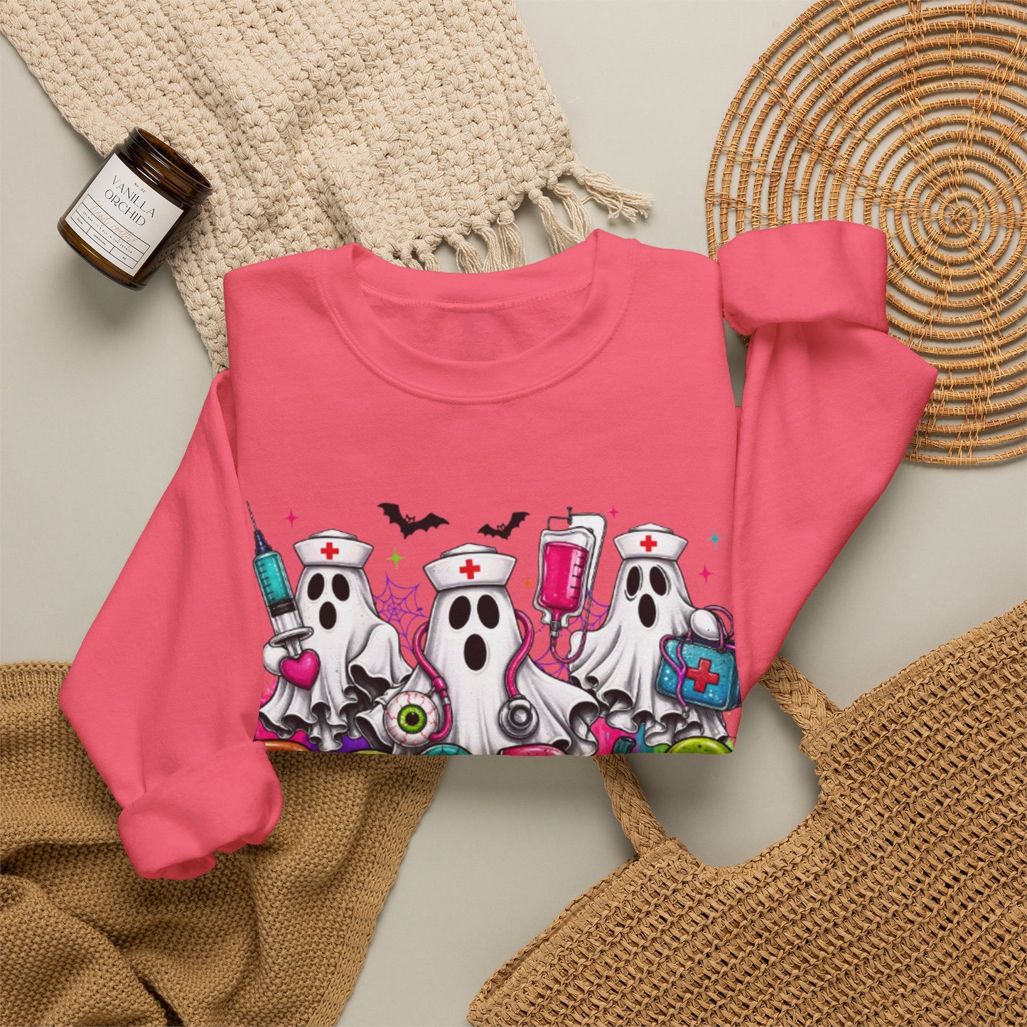 GILDAN - Boo Boo Crew Sweatshirt — Cute Nurse Ghosts Halloween Crewneck