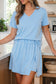 Beau Blue Mineral Wash V Neck Tee Matching Skort Set
