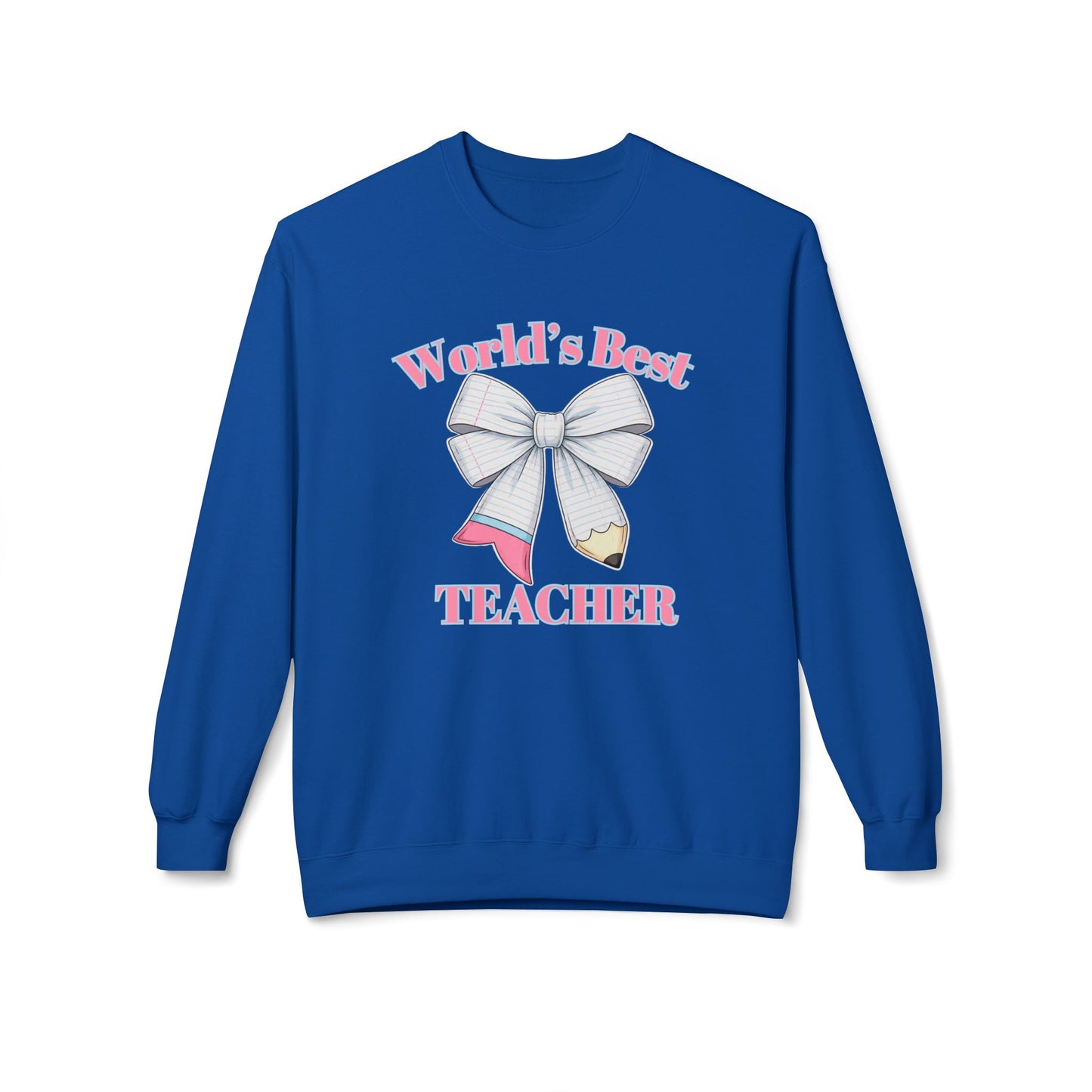 GILDAN -World’s Best Teacher Crewneck Sweatshirt — Bow & Pencil Teacher Gift