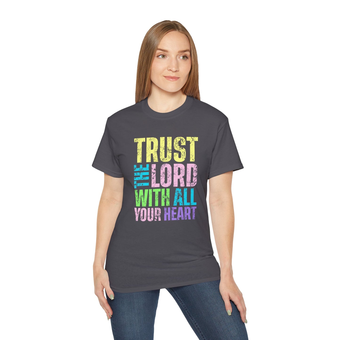 Christian T-Shirt - "Trust the Lord With All Your Heart" Colorful Faith Tee