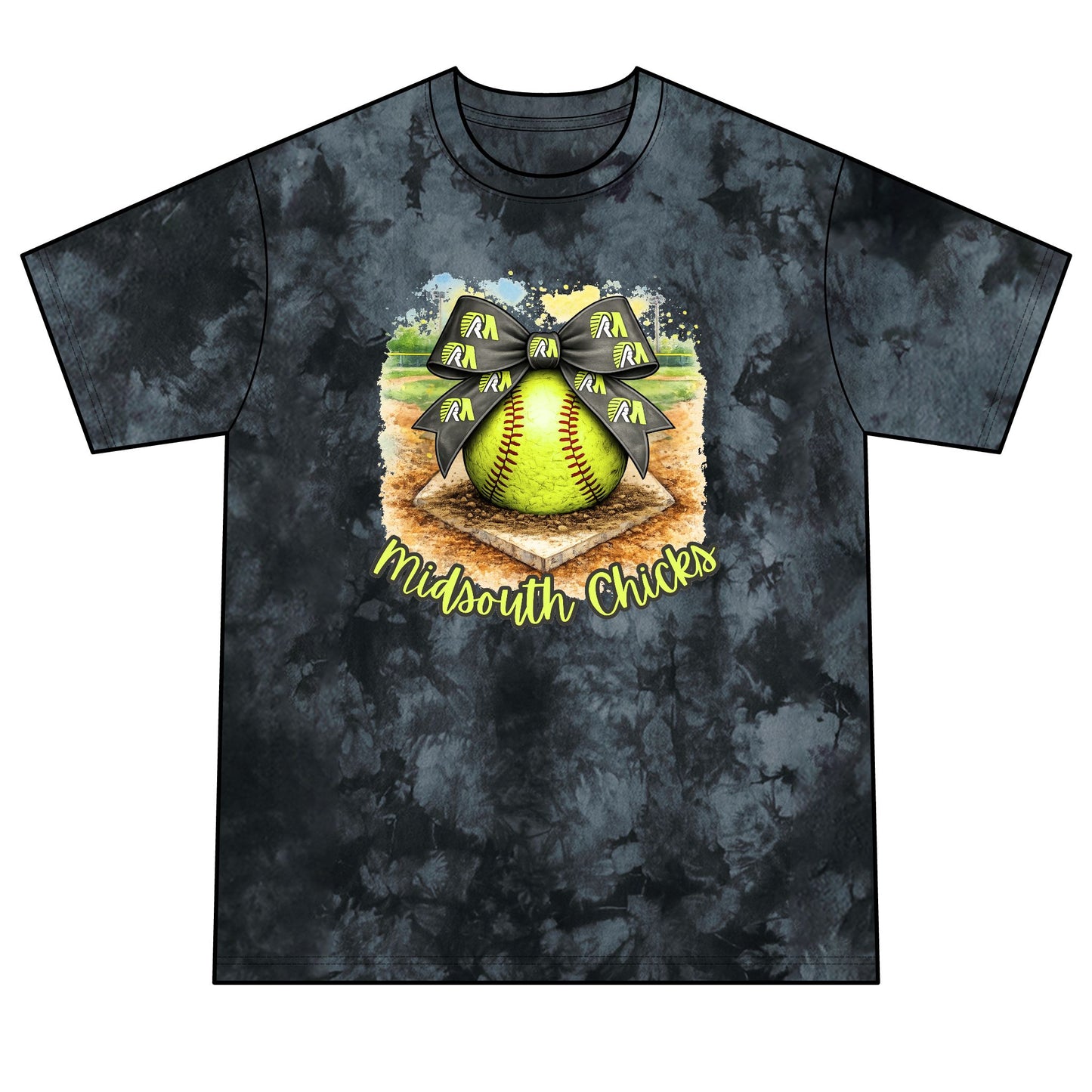 Softball Crystal Tie-Dye Tee — "Midsouth Chicks"