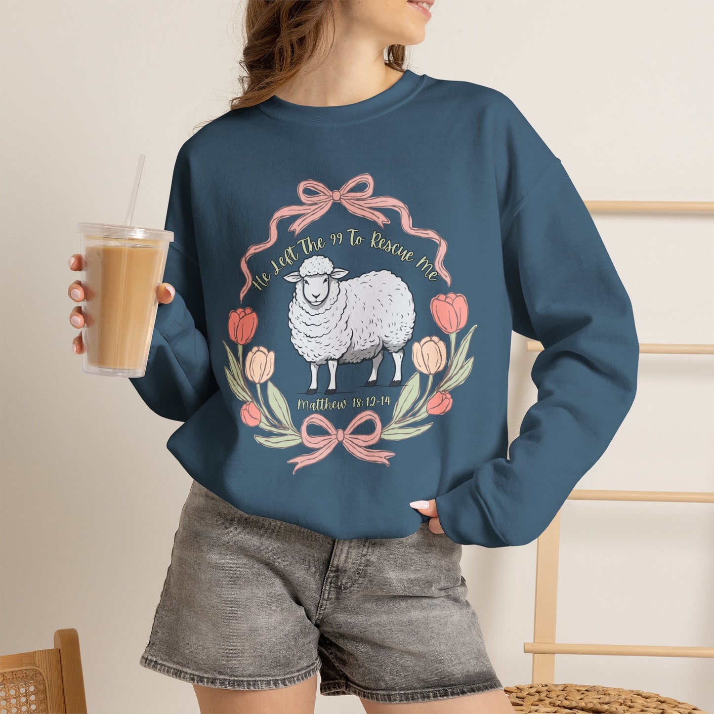 GILDAN - HE LEFT THE 99 WITH RIBBON FRAME ADULT SWEATSHIRT - FRONT AND BACK PRINT