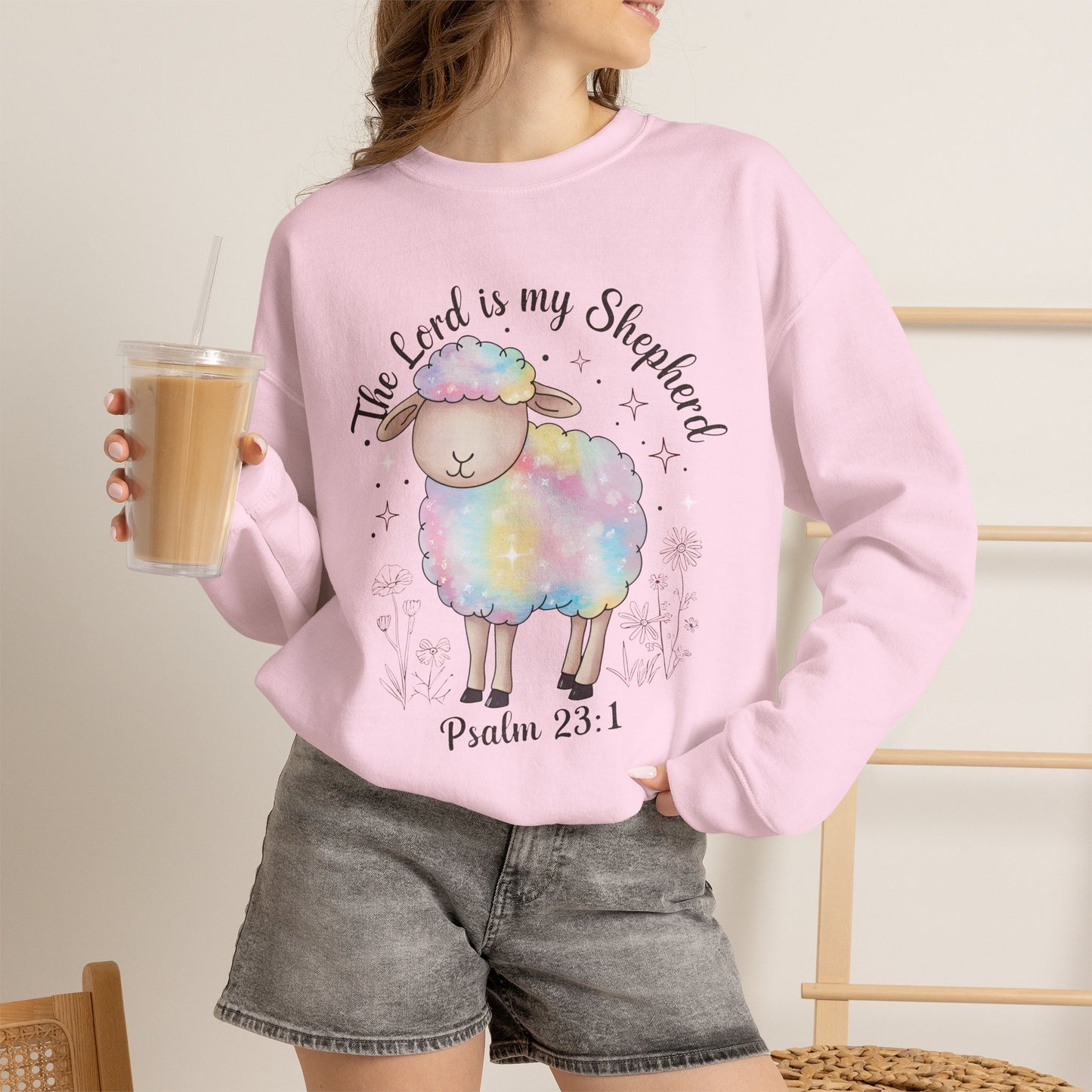 GILDAN - Psalm 23:1 Rainbow Lamb Sweatshirt