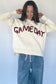 Beige Drop Shoulder Game Day Letter Print Pullover Sweater