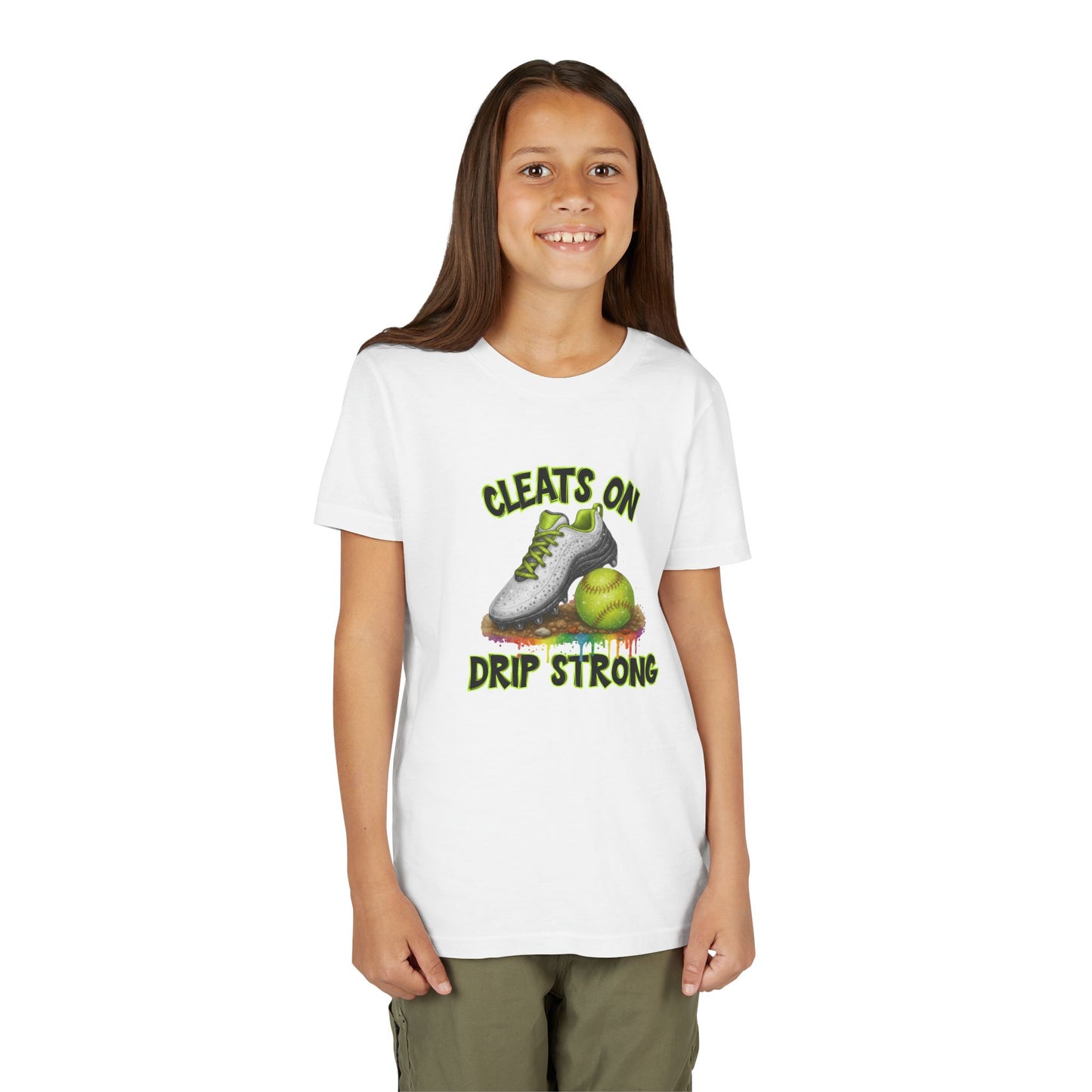BELLA CANVAS - Youth Tee — "Cleats On, Drip Strong" Softball/Baseball Graphic