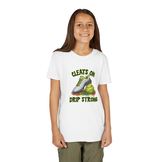 BELLA CANVAS - Youth Tee — "Cleats On, Drip Strong" Softball/Baseball Graphic