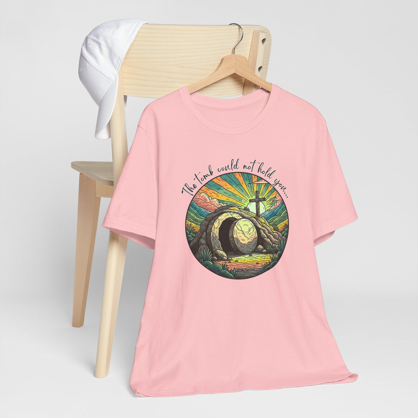 BELLA CANVAS - Easter Sunrise T-Shirt — He Is Risen Tomb & Cross Christian Tee