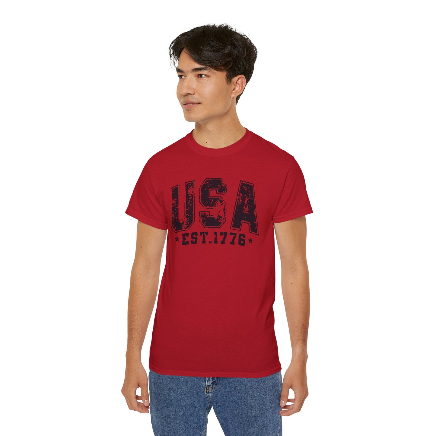 GILDAN - USA EST.1776 T-Shirt — Vintage Patriotic American Tee for 4th of July