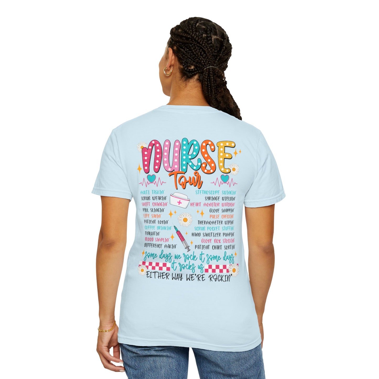 COMFORT COLORS - T-Shirt — "Nurse Tour" Colorful Cute Nursing Graphic Tee