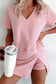 Beau Blue Mineral Wash V Neck Tee Matching Skort Set