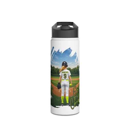 *** NEED TO PERSONALIZE THIS ? - DO NOT ORDER THIS PRODUCT - EMAIL ME @REFININGFAITHCOMPANY@GMAIL.COM - Softball Player Personalized Stainless Steel Water Bottle — Custom Name & Number