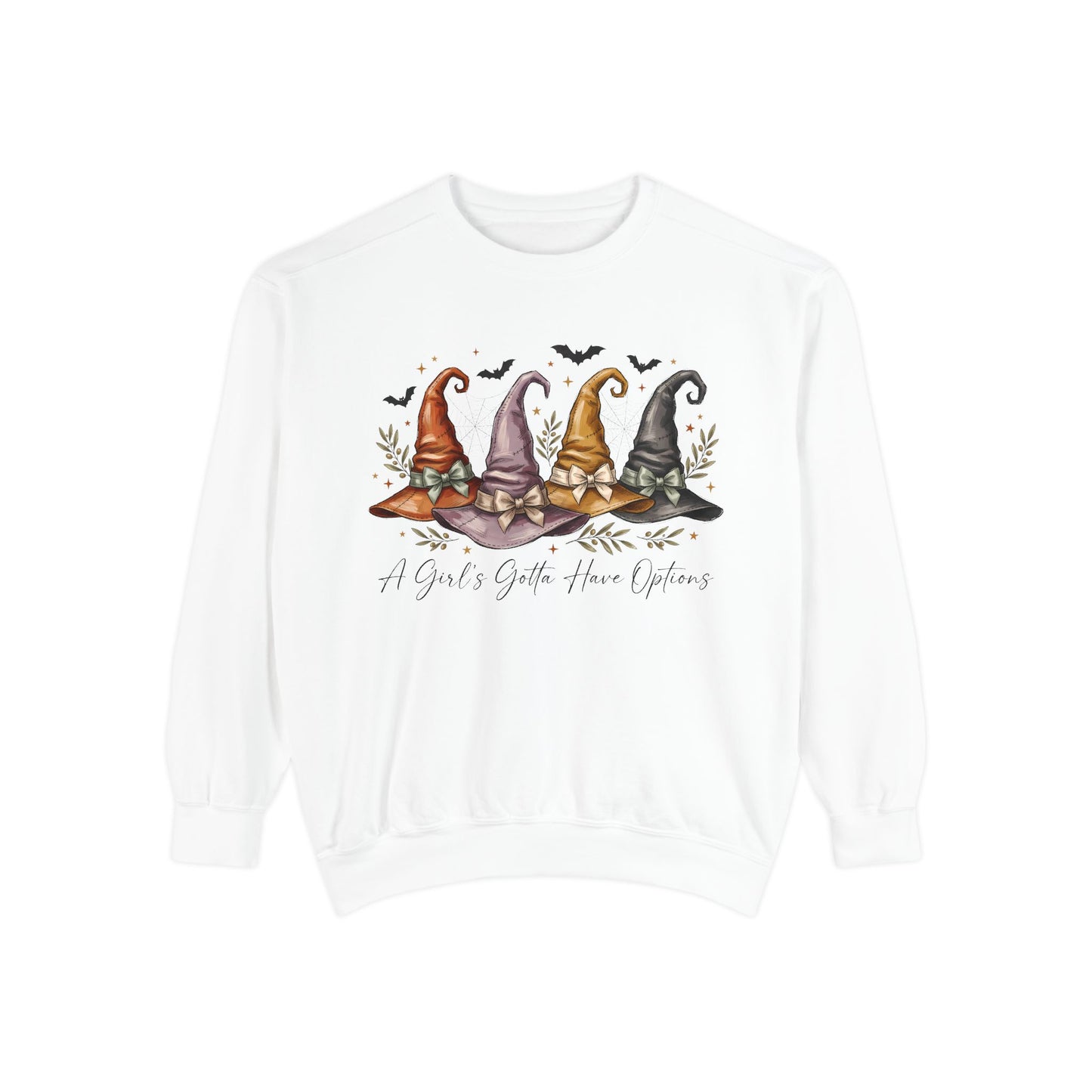 COMFORT COLORS - Gnome Trio Cozy Sweatshirt — "A Girl's Gotta Have Options" Fall Graphic