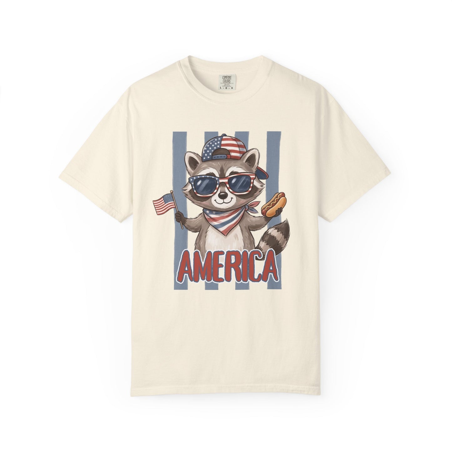 COMFORT COLORS - Patriotic Raccoon America T-Shirt