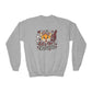 GILDAN - Youth Crewneck Sweatshirt — Cheerleader Tiger Mascot "Let's Go Cougars"