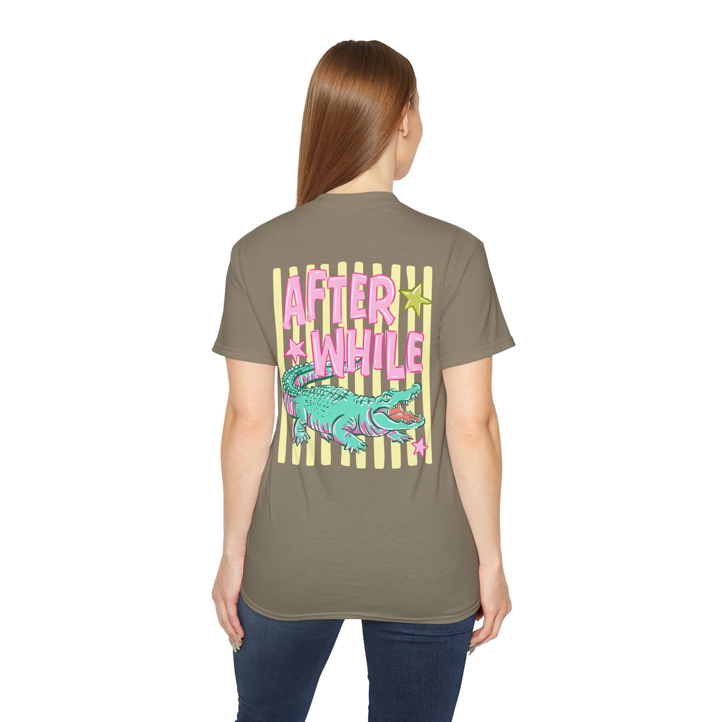 Later Alligator T‑Shirt — Retro Pink & Teal Gator Graphic Tee