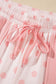 Pink Polka Dot Drop Shoulder Polo Loose Pullover Patch Pocket Casual Shorts Set
